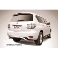 Защита заднего бампера 76 мм скоба серебристая для Nissan Patrol 2010-2024