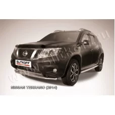 Защита переднего бампера 57 мм серебристая для Nissan Terrano 2014-2024
