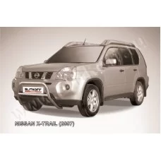 Кенгурятник 57 мм низкий серебристый для Nissan X-Trail 2007-2011