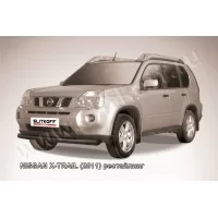 Защита переднего бампера 76 мм чёрная для Nissan X-Trail 2011-2015