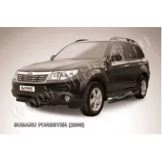 Защита переднего бампера 57 мм короткая чёрная для Subaru Forester 2008-2013