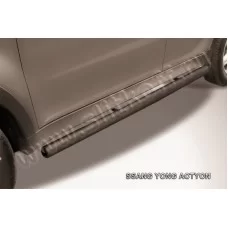 Пороги труба 76 мм чёрная для SsangYong Actyon 2010-2024