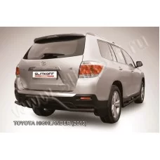 Защита заднего бампера 57 мм волна чёрная для Toyota Highlander 2010-2014