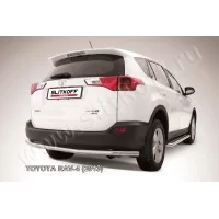 Защита заднего бампера 57 мм длинная серебристая для Toyota RAV4 2013-2015