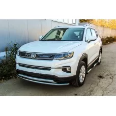 Защита переднего бампера 42 мм серебристая для Changan CS35 Plus 2018-2024