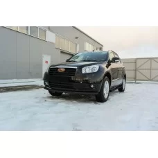 Защита переднего бампера 57 мм радиусная чёрная для Geely Emgrand X7 2016-2018