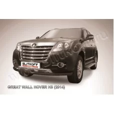 Защита переднего бампера 57 мм чёрная для Great Wall Hover H3 New 2014-2015