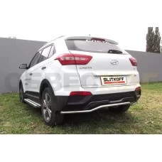 Защита заднего бампера 42 мм скоба серебристая для Hyundai Creta 2016-2021