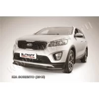 Защита передняя двойная 57-42 мм чёрная для Kia Sorento 2015-2020