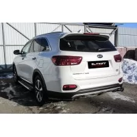 Защита задняя уголки 57 мм чёрные для Kia Sorento Prime 2018-2020