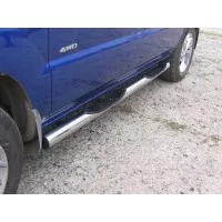 Пороги труба с накладками 76 мм серебристая для Kia Sportage 2008-2010