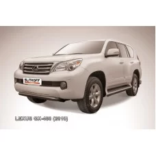 Защита передняя двойная 76-57 мм короткая чёрная для Lexus GX460 2010-2013