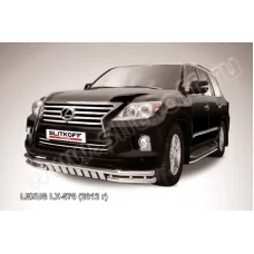 Защита передняя двойная 57-57 мм с ЗК для Lexus LX-570 2012-2024