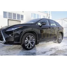 Пороги труба с накладками 76 мм для Lexus RX-350 2015-2024