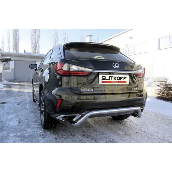 Защита заднего бампера 57 мм скоба для Lexus RX-350 2015-2024 артикул LRX15008