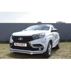 Защита переднего бампера 42 мм серебристая для Lada XRay 2016-2022