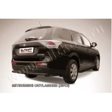 Защита заднего бампера 57 мм короткая чёрная для Mitsubishi Outlander 2012-2014