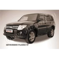 Защита передняя двойная 76-57 мм чёрная для Mitsubishi Pajero 4 2006-2024