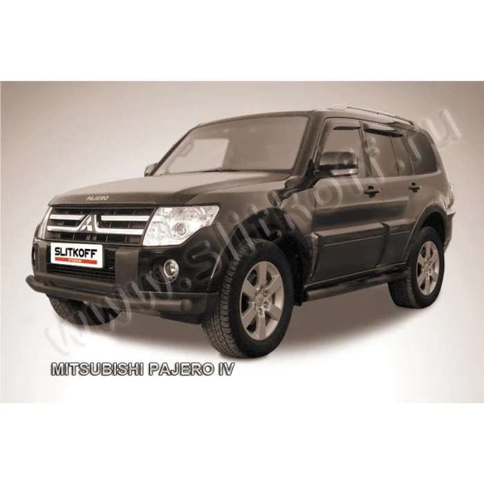 Защитапередняядвойная76-57ммчёрнаядляMitsubishiPajero42006-2024артикулMPJ009B