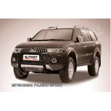 Кенгурятник 57 мм низкий чёрный для Mitsubishi Pajero Sport 1998-2007
