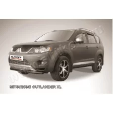 Защита передняя двойная 57-42 мм чёрная для Mitsubishi Outlander 2006-2009