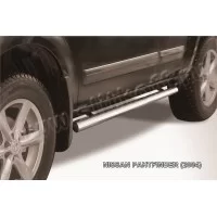 Пороги труба 76 мм серебристая для Nissan Pathfinder 2004-2009