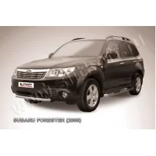 Защита переднего бампера 57 мм короткая серебристая для Subaru Forester 2008-2013