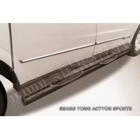 Пороги труба с накладками 76 мм чёрная для SsangYong Actyon Sports 2012-2015