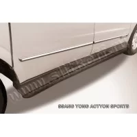 Пороги труба 57 мм с гибами чёрная для SsangYong Actyon Sports 2012-2015