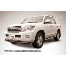 Защита передняя двойная 76-57 мм чёрная для Toyota Land Cruiser 200 2013-2015