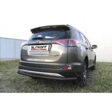 Защита заднего бампера 57 мм длинная чёрная для Toyota RAV4 2015-2019