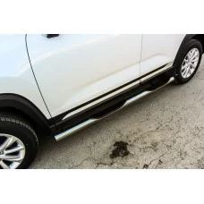 Пороги труба с накладками 76 мм серебристые для Changan CS35 Plus 2018-2024