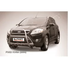 Кенгурятник 57 мм высокий с одной перемычкой серебристый для Ford Kuga 2008-2013