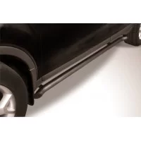 Пороги труба 57 мм с гибами чёрная для Ford Kuga 2008-2013