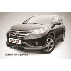 Защита переднего бампера 57 мм чёрная для Honda CR-V 2012-2015