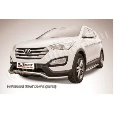 Защита переднего бампера 57 мм волна для Hyundai Santa Fe 2012-2018