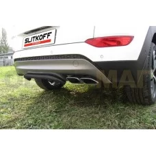 Защита заднего бампера 42 мм скоба чёрная для Hyundai Tucson 2015-2018