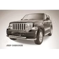 Защита передняя двойная 76-57 мм серебристая для Jeep Cherokee 2014-2018