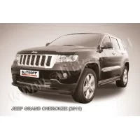 Защита переднего бампера 57 мм радиусная чёрная для Jeep Grand Cherokee 2010-2017