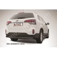 Защита заднего бампера 76 мм радиусная чёрная для Kia Sorento 2012-2015