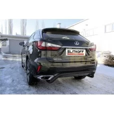 Защита заднего бампера 57 мм скоба чёрная для Lexus RX-350 2015-2024