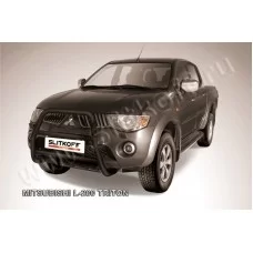 Кенгурятник 57 мм высокий чёрный для Mitsubishi L200 2006-2015