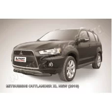 Защита передняя двойная 57-42 мм чёрная для Mitsubishi Outlander XL 2010-2012