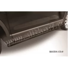 Пороги труба 57 мм чёрная для Mazda CX-9 2007-2012