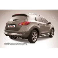 Защита заднего бампера двойная 57-42 мм серебристая для Nissan Murano 2010-2016