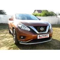 Защита переднего бампера 57 мм длинная для Nissan Murano 2016-2024