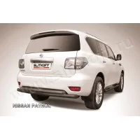 Защита заднего бампера двойная 76-76 мм чёрная для Nissan Patrol 2010-2024
