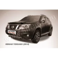 Защита передняя двойная 42-42 мм чёрная для Nissan Terrano 2014-2024
