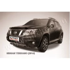 Защита передняя двойная 42-42 мм чёрная для Nissan Terrano 2014-2024