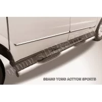 Пороги труба с накладками 76 мм серебристая для SsangYong Actyon Sports 2012-2015